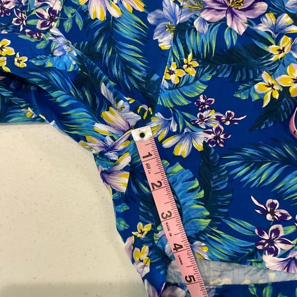 Caribbean Joe Pull On Rayon Shorts Drawstring Blue Floral Women’s Size L… - Picture 5 of 8